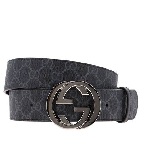 cintura gucci uomo fibbia un g|Cintura con fibbia Incrocio GG in pelle nera .